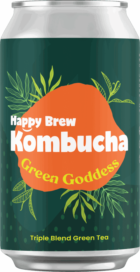 Happy Brew Kombucha Green Goddess can — probiotic kombucha brewed in Manila with triple blend green tea