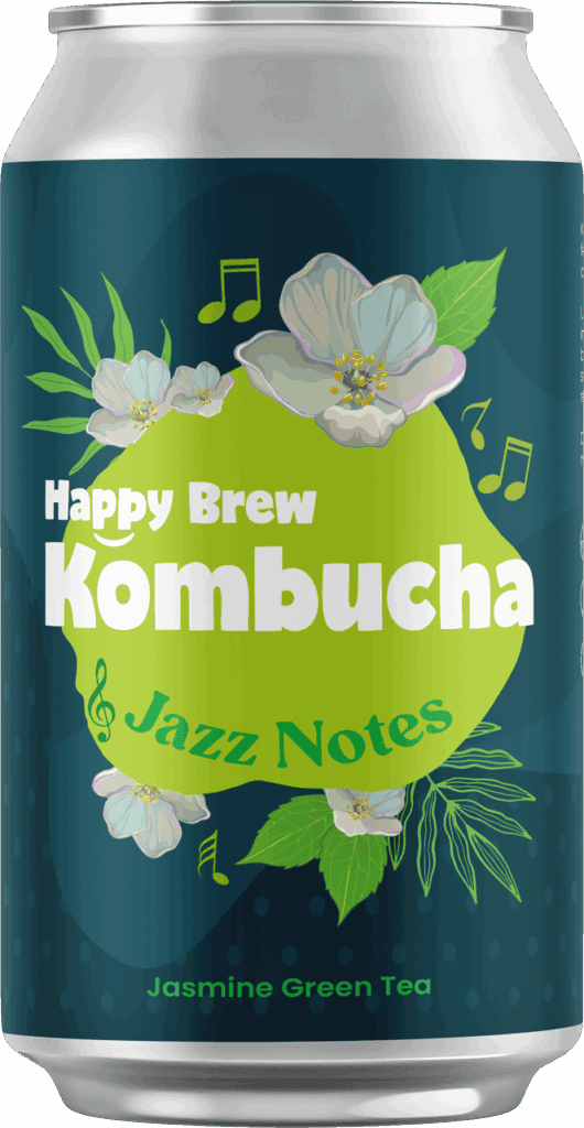 appy Brew Kombucha Jazz Notes can — probiotic kombucha brewed in Manila with jasmine green tea