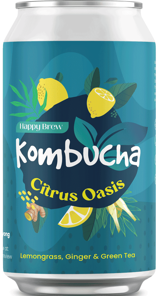 Citrus flavored kombucha made with real lemon and lemongrass